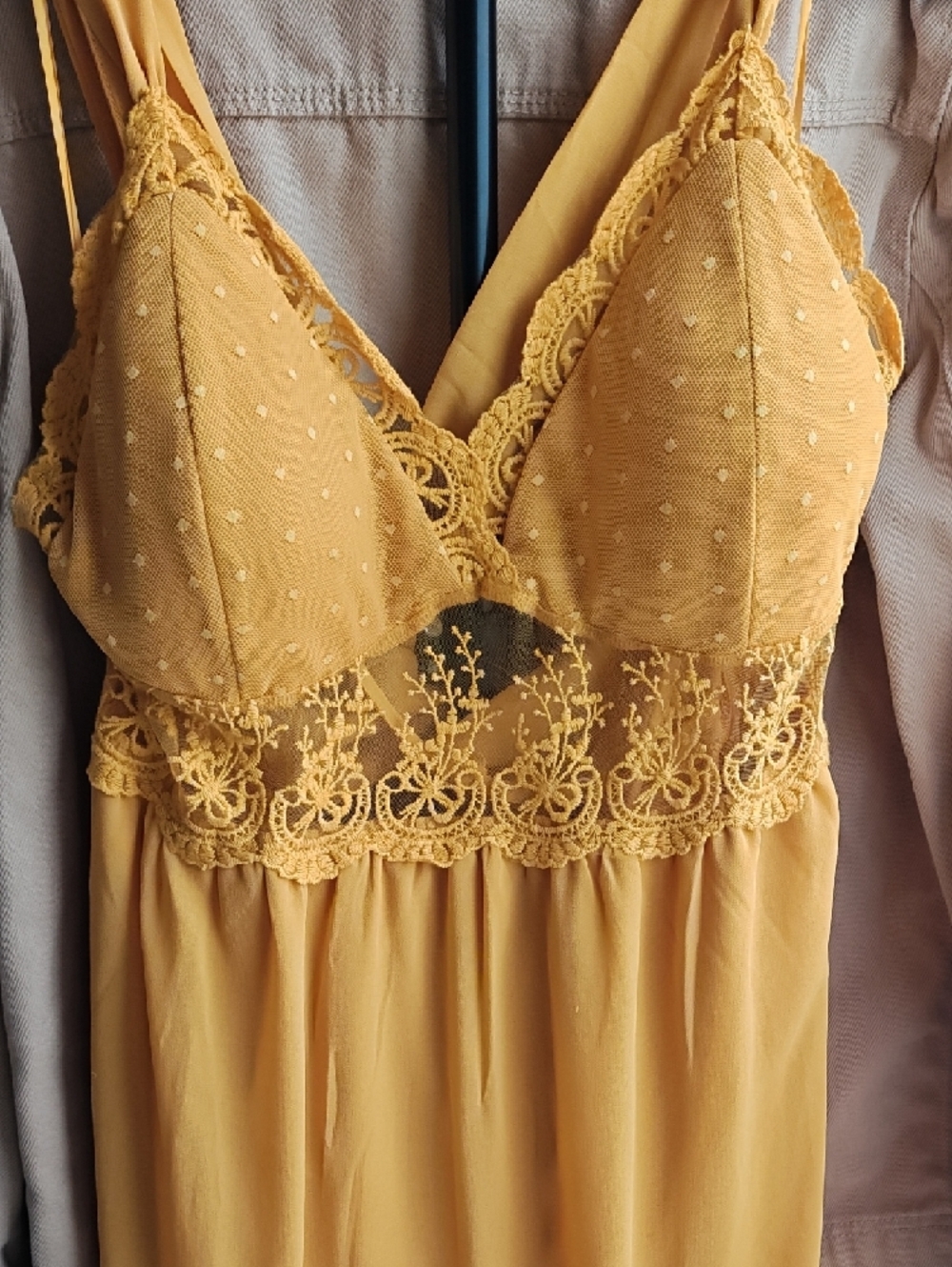 BCBG Paris Yellow Lace-Trim Midi Dress - Picture 3 of 4